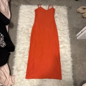 Orange maxi dress with adjustable straps
